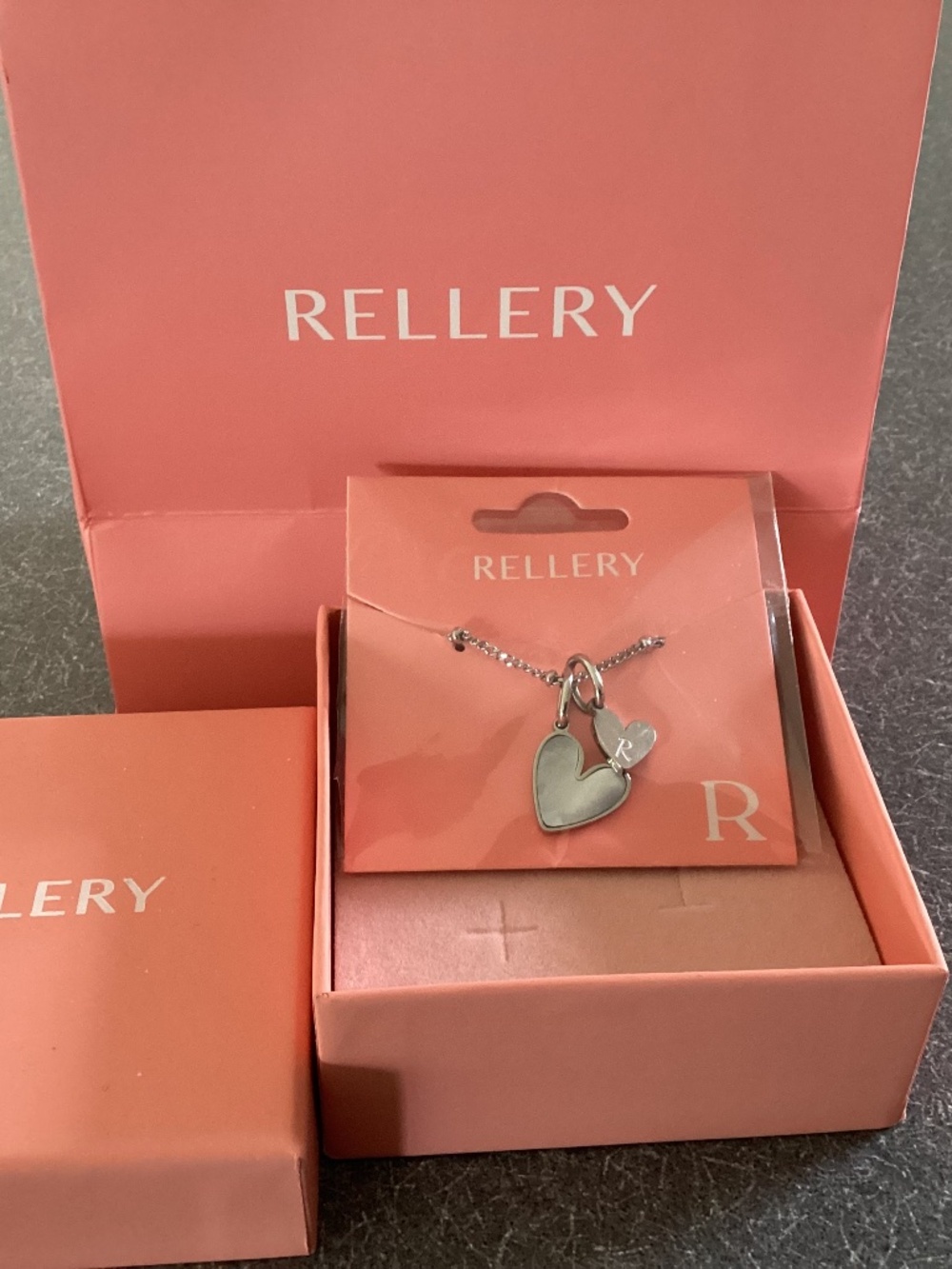 Rellery Mother of Pearl Heart Initial Silver Necklace
